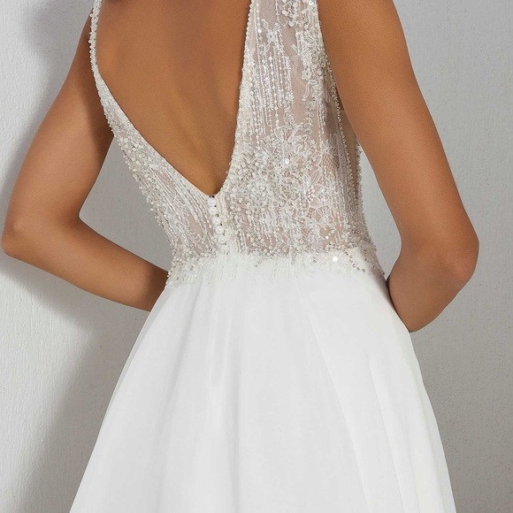 Justin Alexander A-line Wedding Dress Ivory/Nude,Tag Size 8/Street Size 4,#88003 - Picture 5 of 16